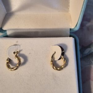 14K Gold Twisted Hoop Earrings NEW